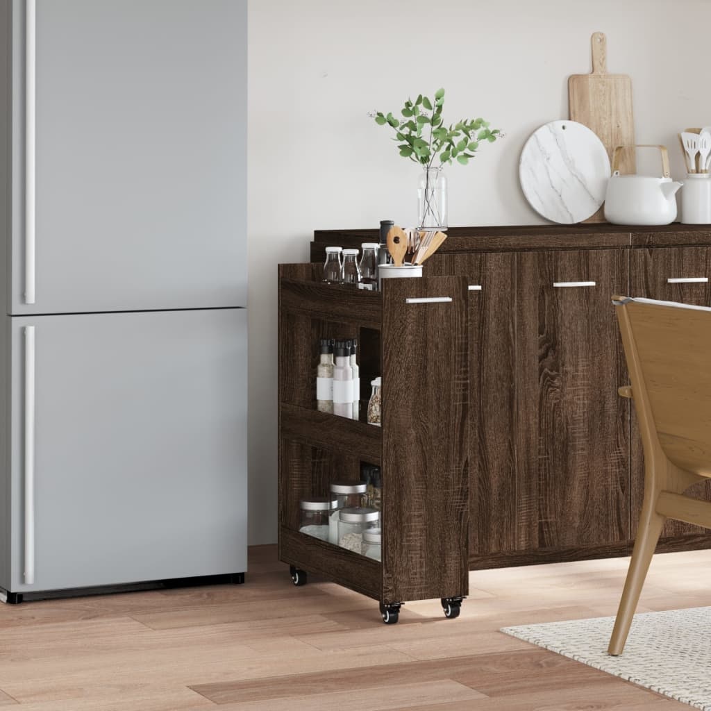 VidaXL Kast met wieltjes 60x22x79 bewerkt hout bruin eikenkleurig