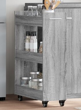 VidaXL Kast met wieltjes 60x22x79 bewerkt hout grijs sonoma