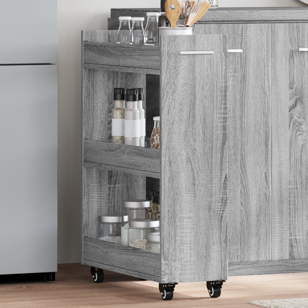VidaXL Kast met wieltjes 60x22x79 bewerkt hout grijs sonoma