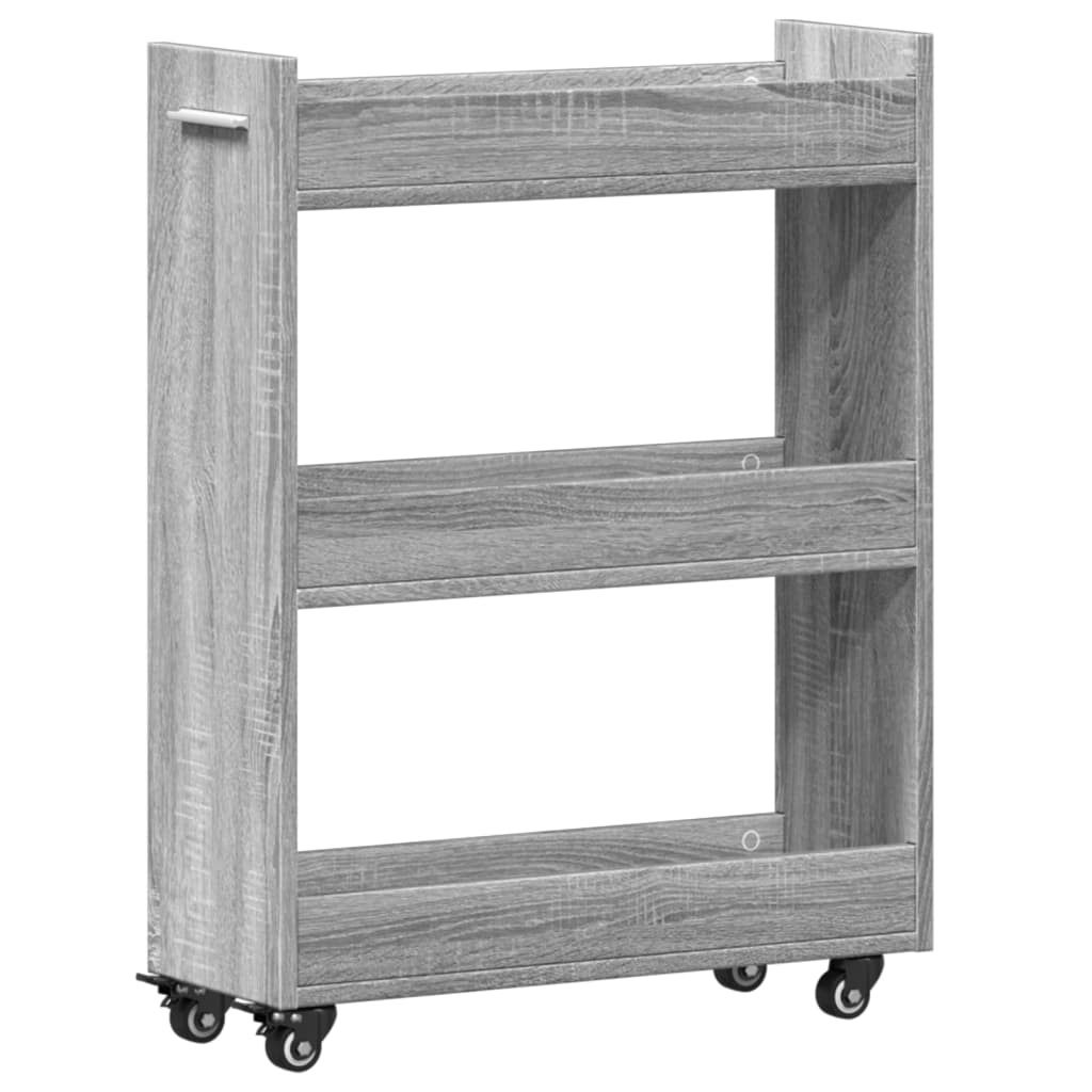 VidaXL Kast met wieltjes 60x22x79 bewerkt hout grijs sonoma