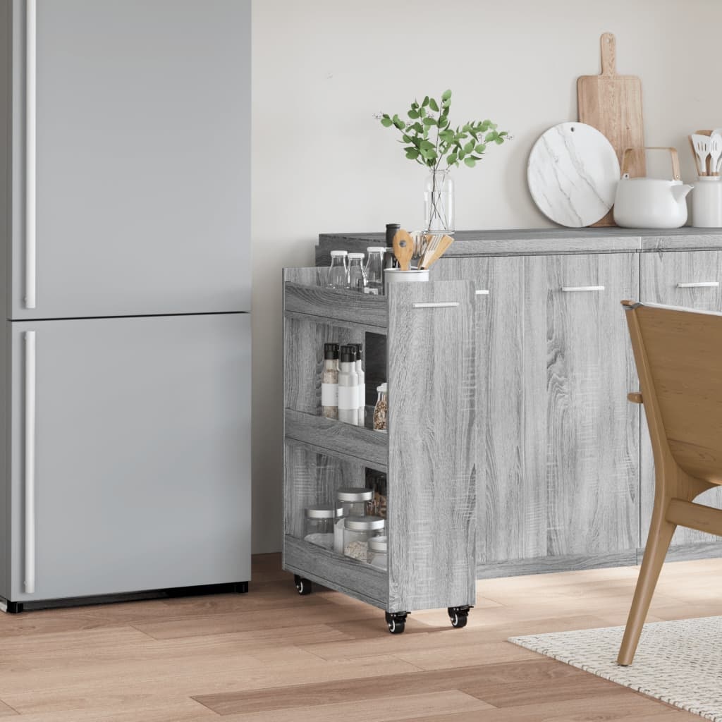 VidaXL Kast met wieltjes 60x22x79 bewerkt hout grijs sonoma