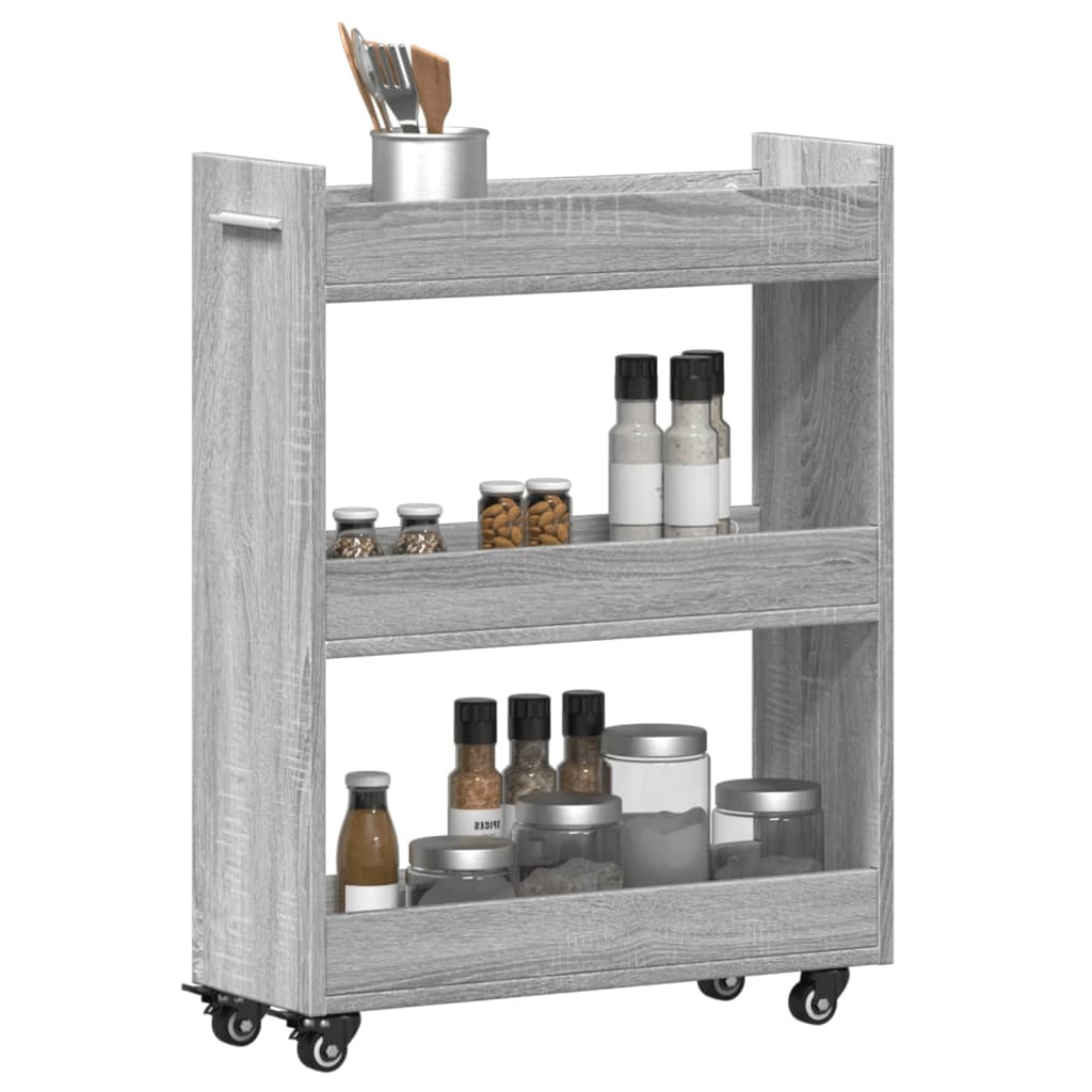 VidaXL Kast met wieltjes 60x22x79 bewerkt hout grijs sonoma