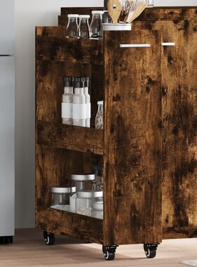 VidaXL Kast met wieltjes 60x22x79 bewerkt hout gerookt eikenkleurig