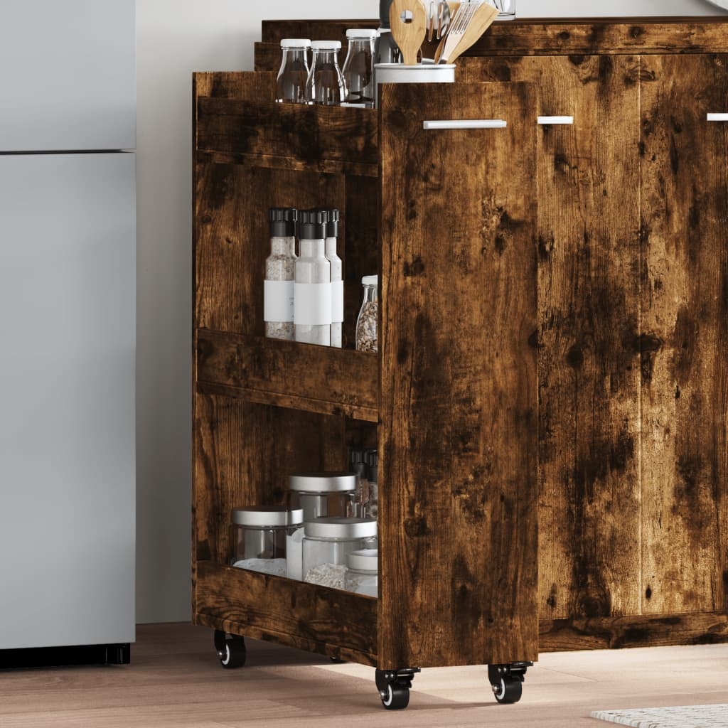VidaXL Kast met wieltjes 60x22x79 bewerkt hout gerookt eikenkleurig