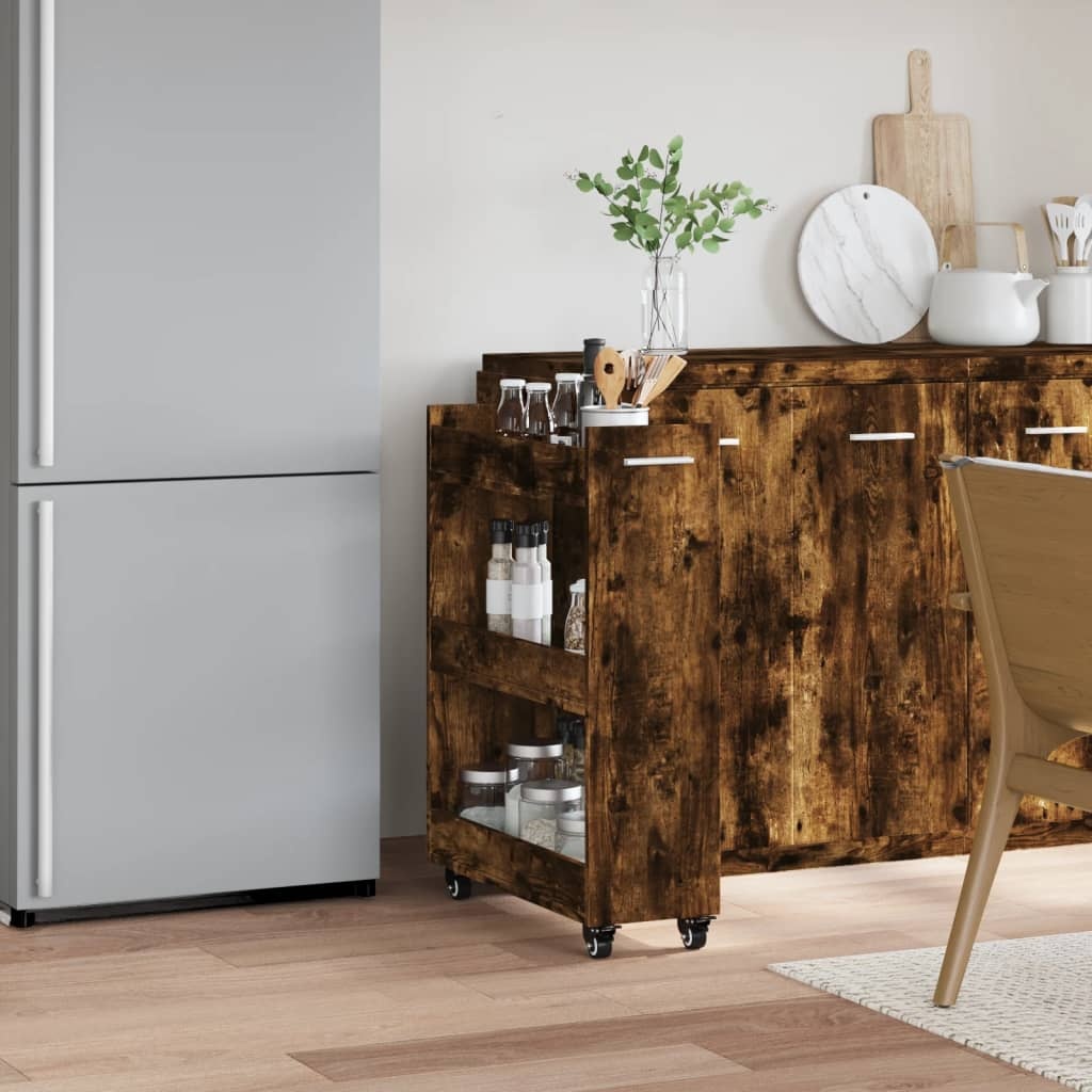 VidaXL Kast met wieltjes 60x22x79 bewerkt hout gerookt eikenkleurig