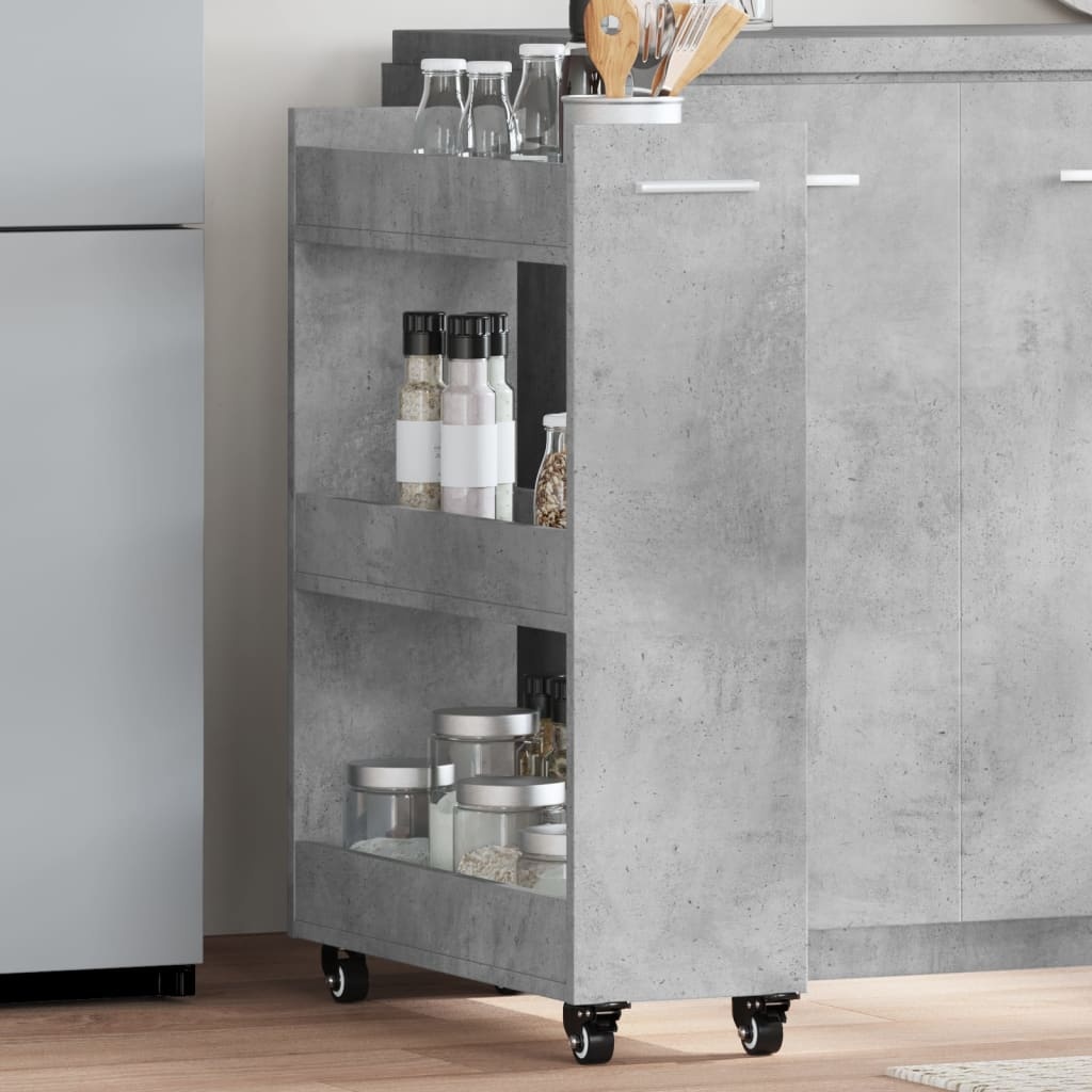 VidaXL Kast met wieltjes 60x22x79 bewerkt hout betongrijs