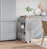 VidaXL Kast met wieltjes 60x22x79 bewerkt hout betongrijs