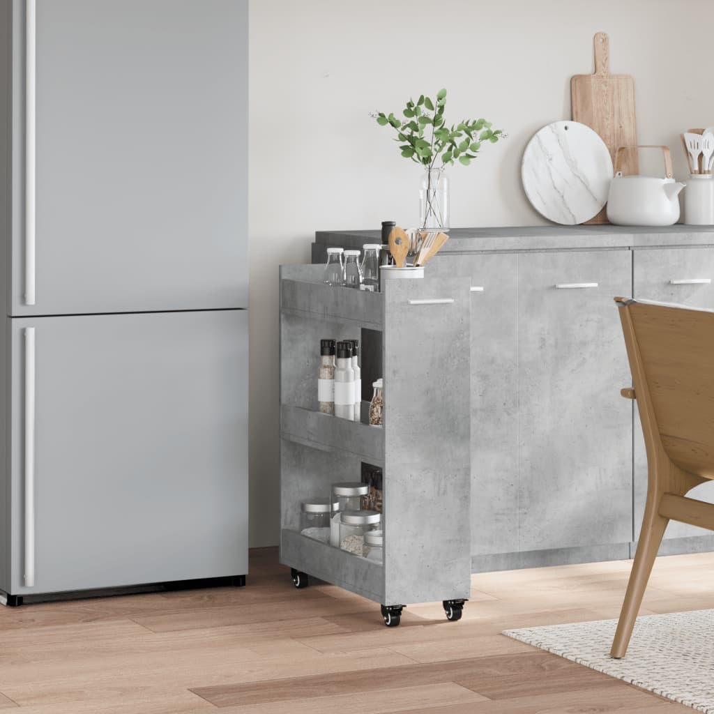VidaXL Kast met wieltjes 60x22x79 bewerkt hout betongrijs