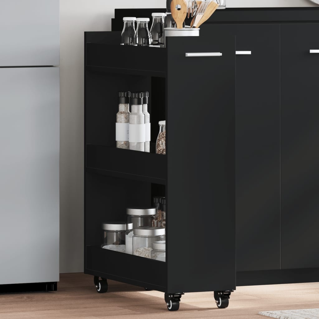 VidaXL Kast met wieltjes 60x22x79 bewerkt hout zwart