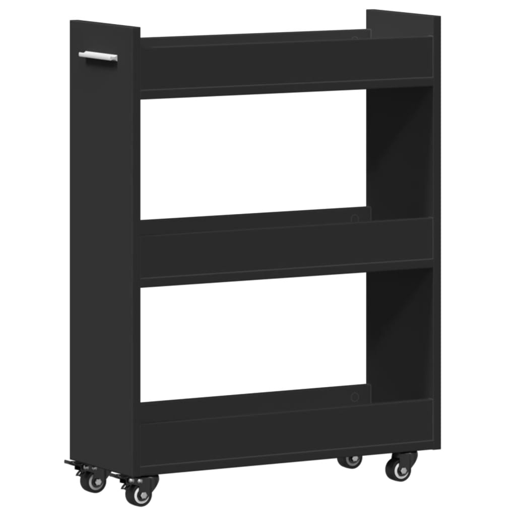 VidaXL Kast met wieltjes 60x22x79 bewerkt hout zwart