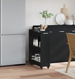 VidaXL Kast met wieltjes 60x22x79 bewerkt hout zwart