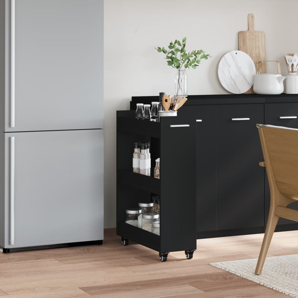 VidaXL Kast met wieltjes 60x22x79 bewerkt hout zwart