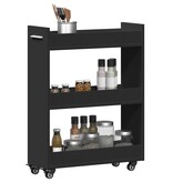 VidaXL Kast met wieltjes 60x22x79 bewerkt hout zwart