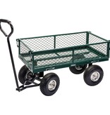 vidaXL Tuinwagen staalgaas 86,5x46,5x21 cm groen en zwart