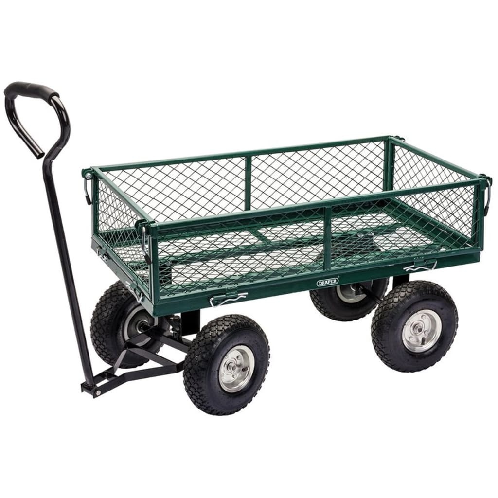 vidaXL Tuinwagen staalgaas 86,5x46,5x21 cm groen en zwart