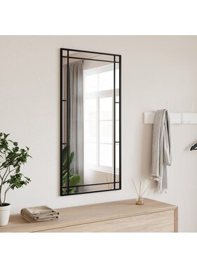 vidaXL Wandspiegel rechthoekig 50x100 cm ijzer zwart