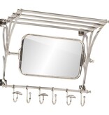 vidaXL Bagagerek met kleerhangers en spiegel wandmontage aluminium
