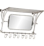 vidaXL Bagagerek met kleerhangers en spiegel wandmontage aluminium
