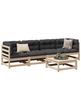 vidaXL 5-delige Loungeset met kussens massief grenenhout