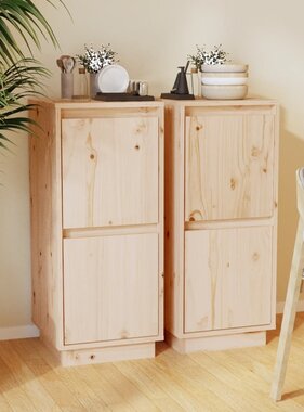 VidaXL Dressoirs 2 st 31,5x34x75 cm massief grenenhout