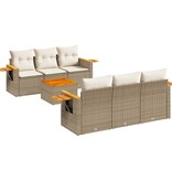 vidaXL 7-delige Loungeset met kussens poly rattan beige