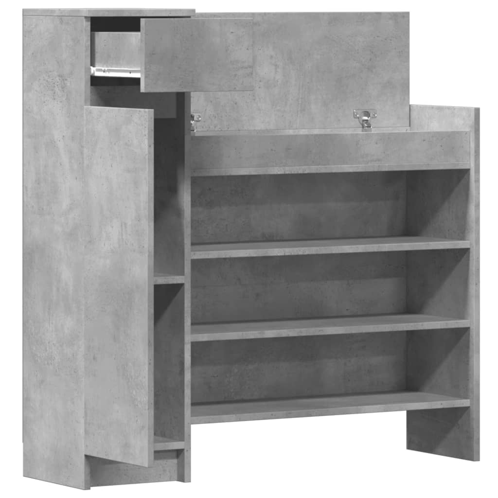 vidaXL Schoenenkast 100,5x28x100 cm bewerkt hout betongrijs
