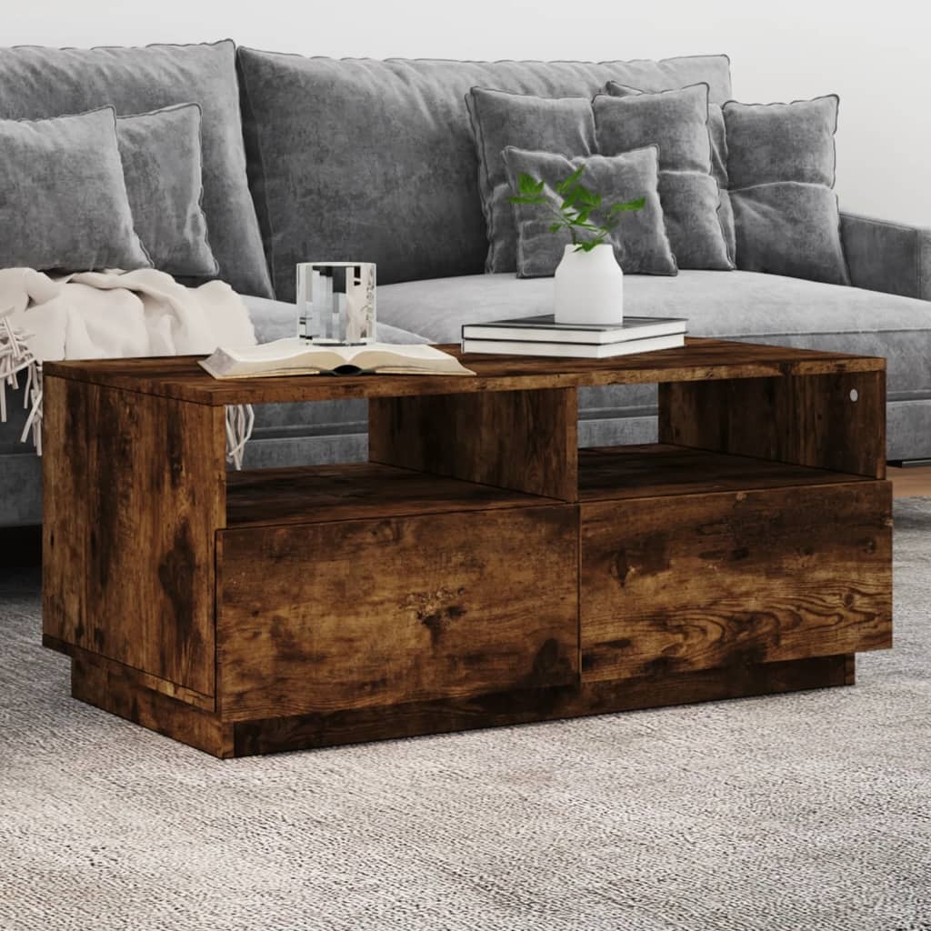 VidaXL Salontafel met LED-verlichting 90x49x40 cm gerookt eikenkleurig
