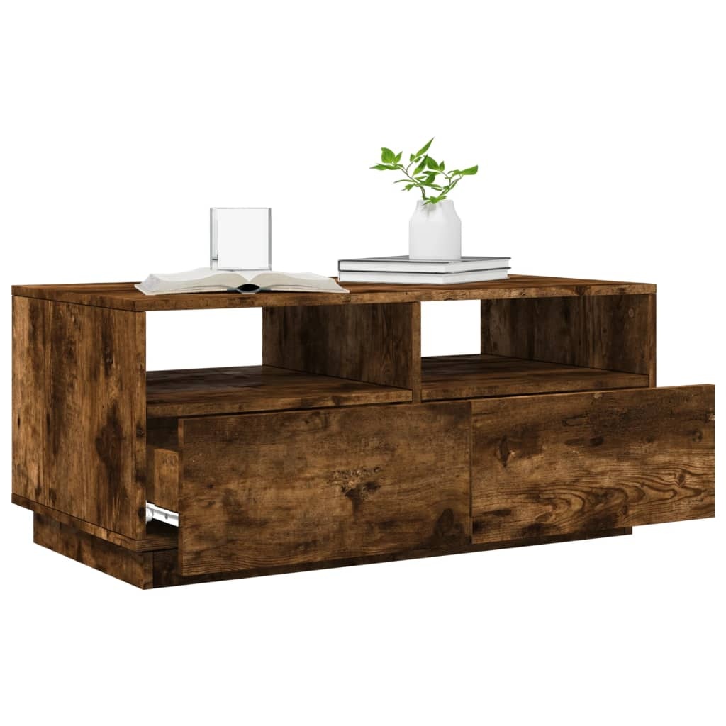 VidaXL Salontafel met LED-verlichting 90x49x40 cm gerookt eikenkleurig