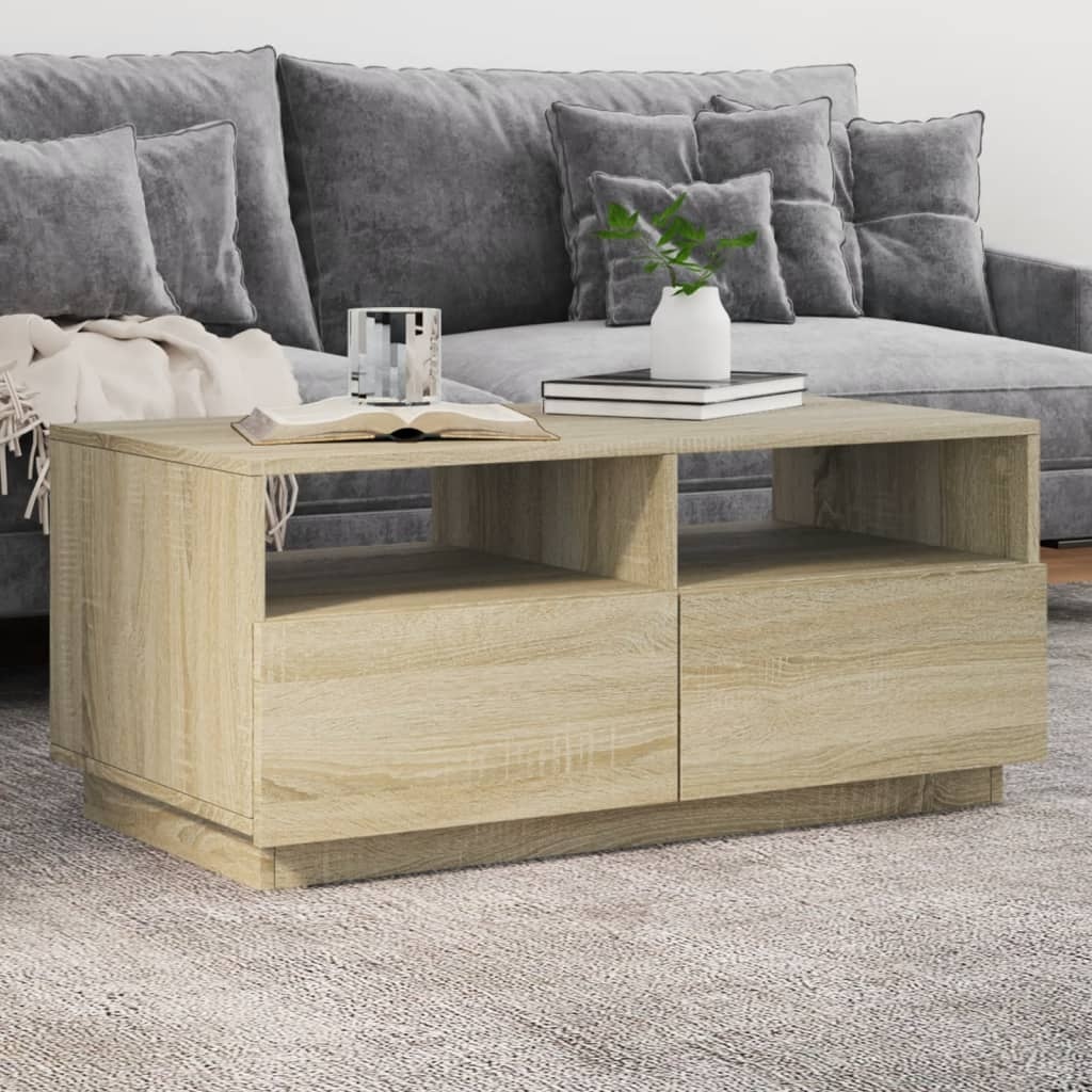VidaXL Salontafel met LED-verlichting 90x49x40 cm sonoma eikenkleurig