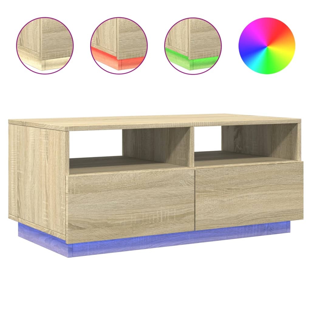 VidaXL Salontafel met LED-verlichting 90x49x40 cm sonoma eikenkleurig
