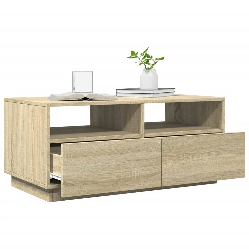 VidaXL Salontafel met LED-verlichting 90x49x40 cm sonoma eikenkleurig