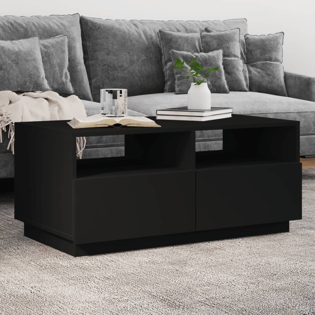 VidaXL Salontafel met LED-verlichting 90x49x40 cm zwart