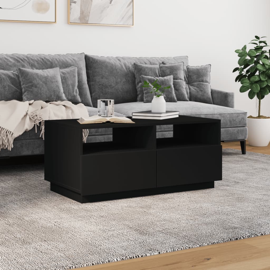 VidaXL Salontafel met LED-verlichting 90x49x40 cm zwart