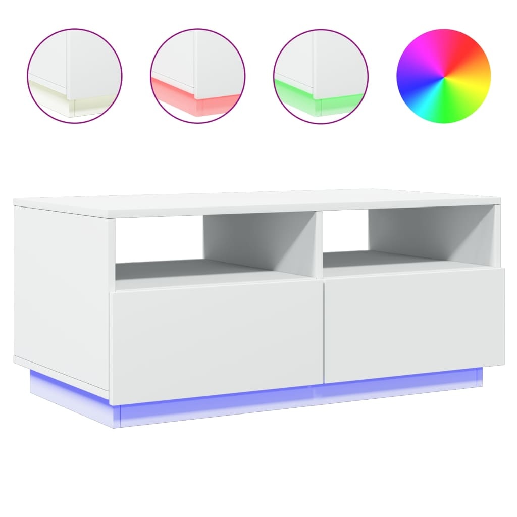 VidaXL Salontafel met LED-verlichting 90x49x40 cm wit