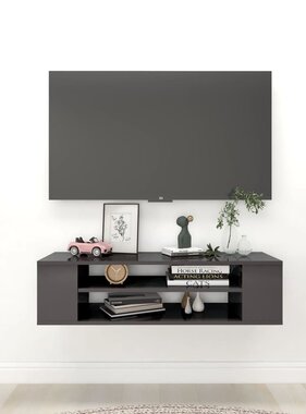 vidaXL Tv-hangmeubel 100x30x26,5 cm spaanplaat hoogglans grijs