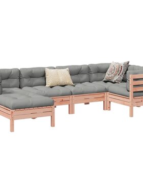 vidaXL 6-delige Loungeset met kussens massief douglas vurenhout