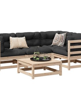 vidaXL 5-delige Loungeset met kussens massief grenenhout