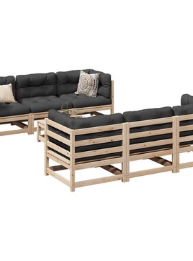 vidaXL 7-delige Loungeset met kussens massief grenenhout