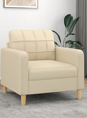 vidaXL Fauteuil 60 cm stof crèmekleurig