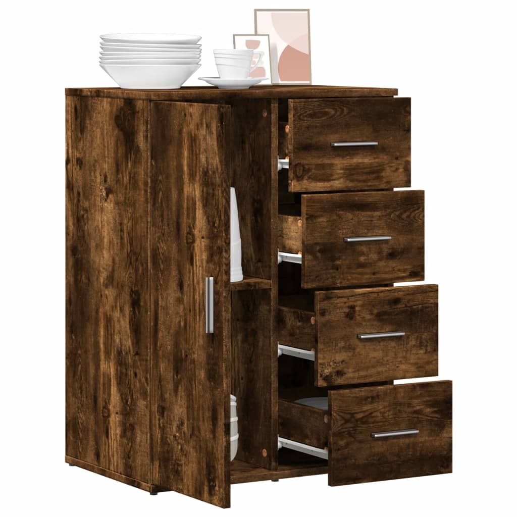 VidaXL Dressoir 59x39x80 cm bewerkt hout gerookt eikenkleurig