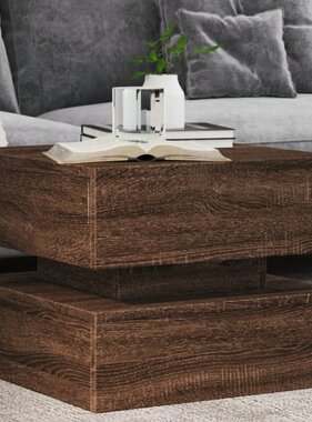 VidaXL Salontafel met LED-verlichting 50x50x40 cm bruin eikenkleur