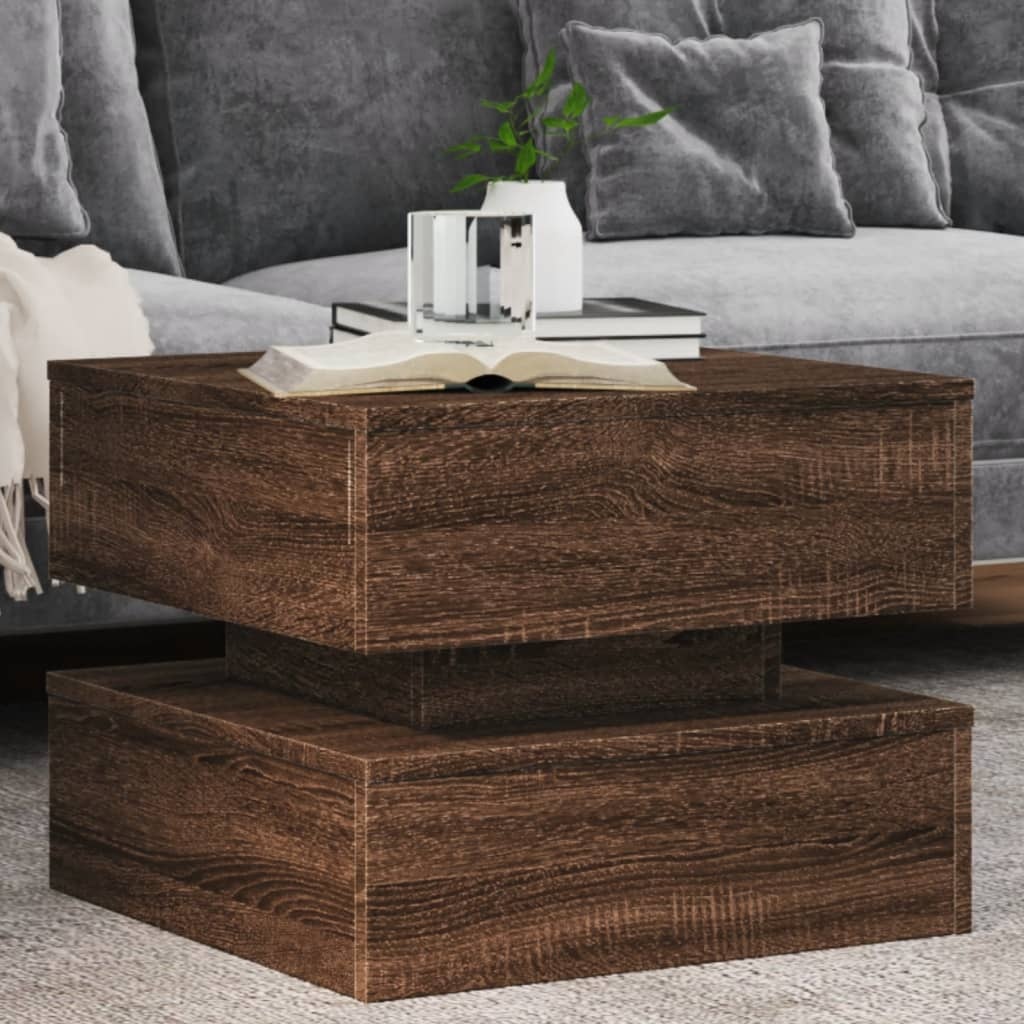 VidaXL Salontafel met LED-verlichting 50x50x40 cm bruin eikenkleur