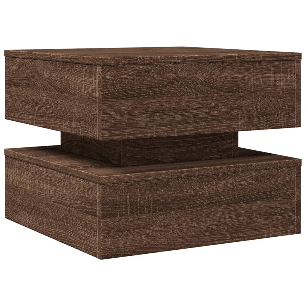 VidaXL Salontafel met LED-verlichting 50x50x40 cm bruin eikenkleur