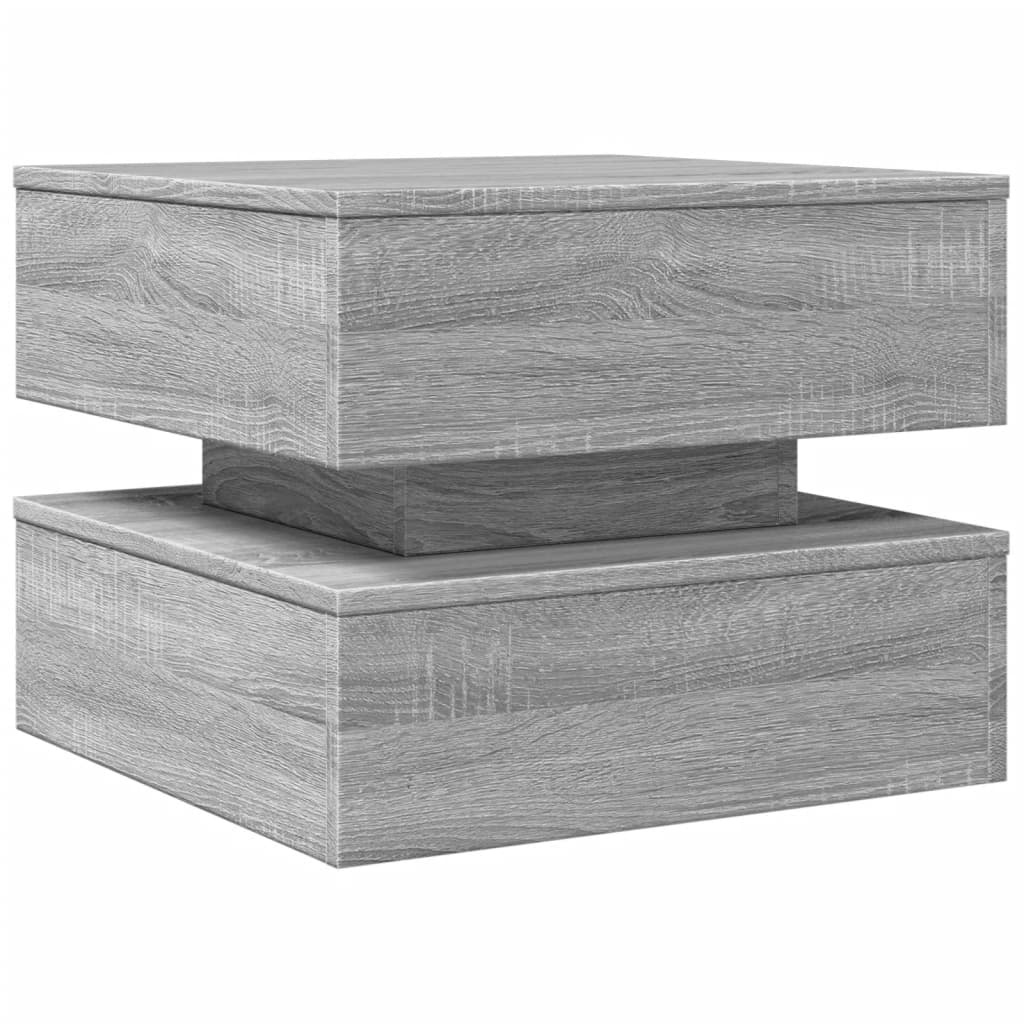 VidaXL Salontafel met LED-verlichting 50x50x40 cm grijs sonoma eiken