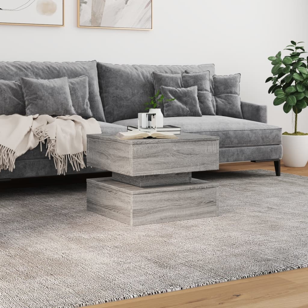 VidaXL Salontafel met LED-verlichting 50x50x40 cm grijs sonoma eiken