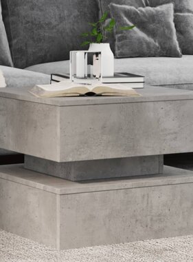 VidaXL Salontafel met LED-verlichting 50x50x40 cm betongrijs
