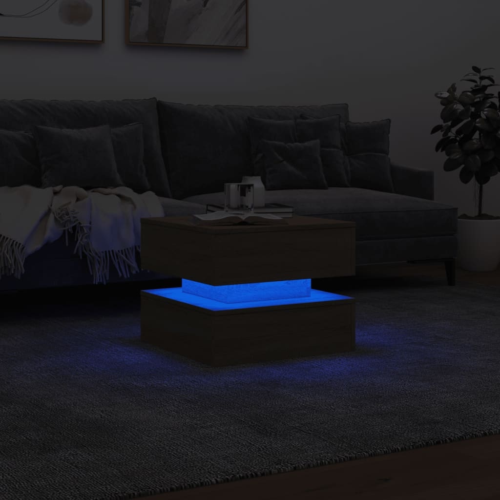 vidaXL Salontafel met LED-verlichting 50x50x40 cm sonoma eiken