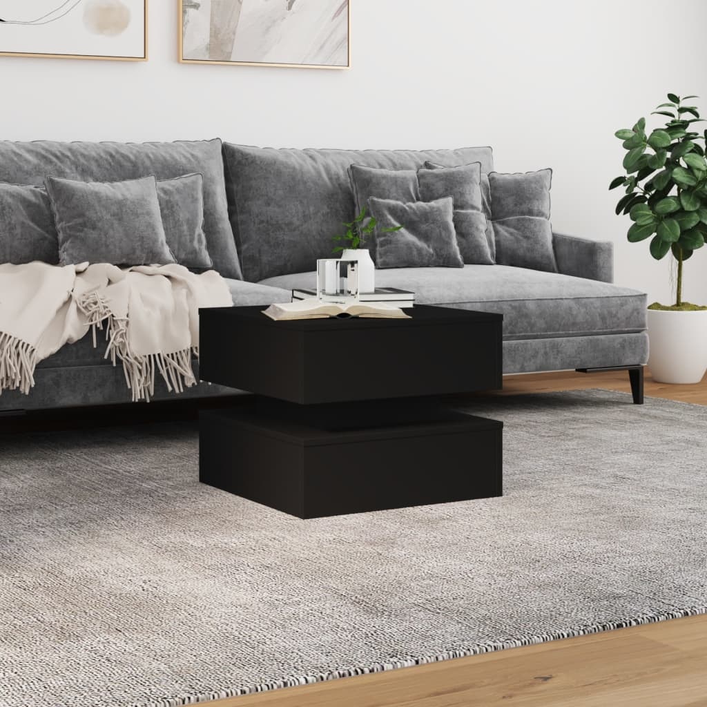 VidaXL Salontafel met LED-verlichting 50x50x40 cm zwart