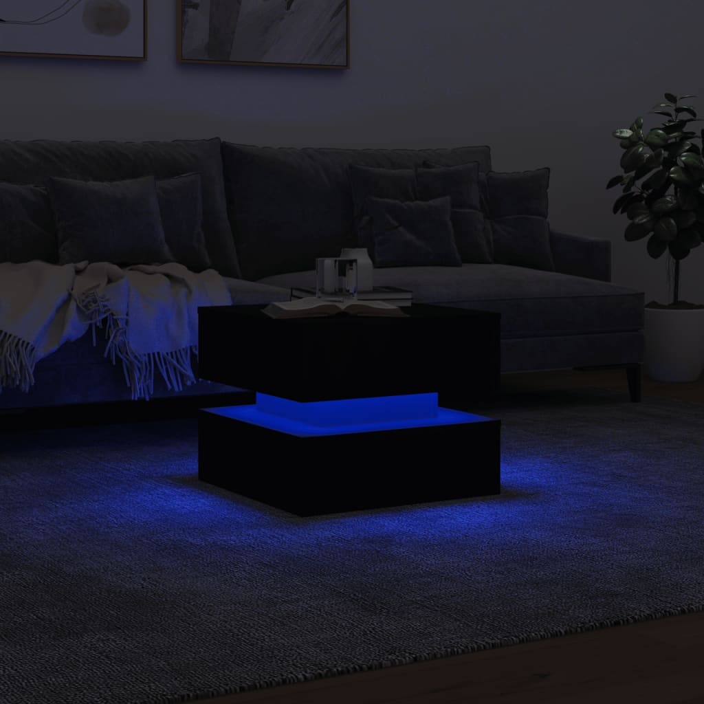 VidaXL Salontafel met LED-verlichting 50x50x40 cm zwart