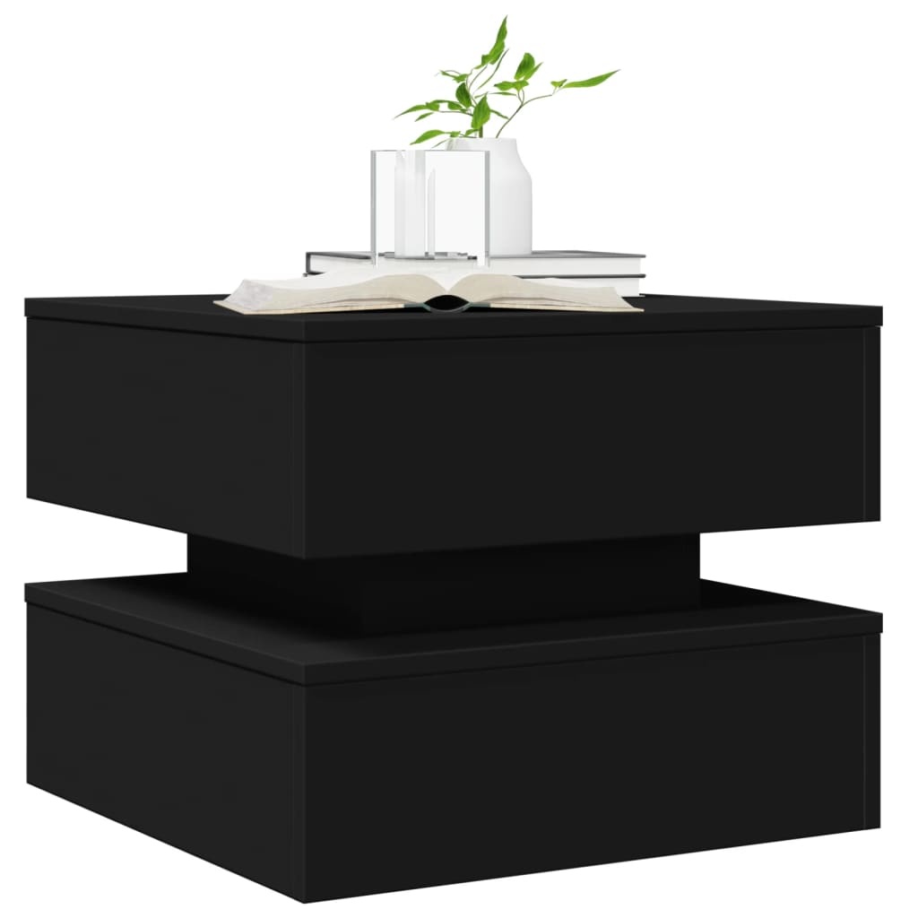 VidaXL Salontafel met LED-verlichting 50x50x40 cm zwart